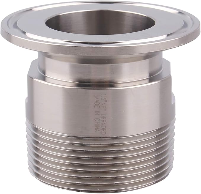 DERNORD 2''Tri clamp Adapter to 1.5 inch MNPT Thread Ferrule Sanitary Pipe Fitting