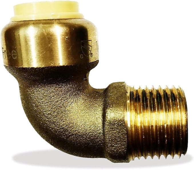 Push fit fittings 1/2 Inch x 1/2 Inch - Male NPT Threaded Elbow - Push to Connect Pex Copper CPVC - No Lead Brass (Pack of 1)