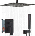 ‎Oil Rubbed Bronze Shower System Bathroom 12 Inch Rain Shower Head Ceiling Mount with Handheld Luxury High Pressure Shower Combo Set Shower Faucet Rough-in Valve Body and Trim Kit