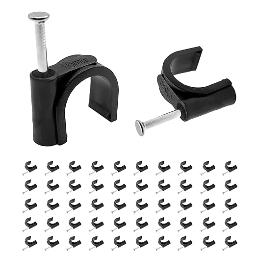 100 Pcs Pex Clamps, 1/2 Inch Pex Hangers Black Pex Fittings Half Clamps, J-Hook Pex Nail on Clamps for 1/2" OD Tubing Pipe, Pipe Support, Fixing Wire (16mm)