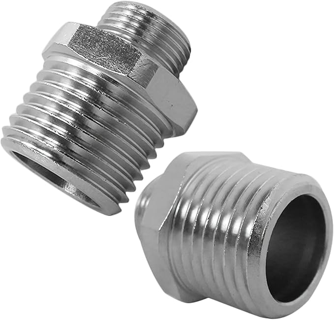 New 1/2 to 3/8 Reducer Faucet Adapter - Compression Brass Pipe Fitting, 3/8 Male to 1/2 Male Upgrade for RV Kitchen Plumbing,2pcs Water Hose Pipe Connector