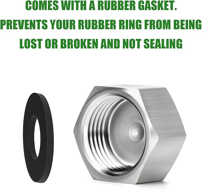 TAISHER 2PCS 304 Stainless Steel Garden Hose Adapter, 3/4" GHT Female Garden Hose End Caps with Washers