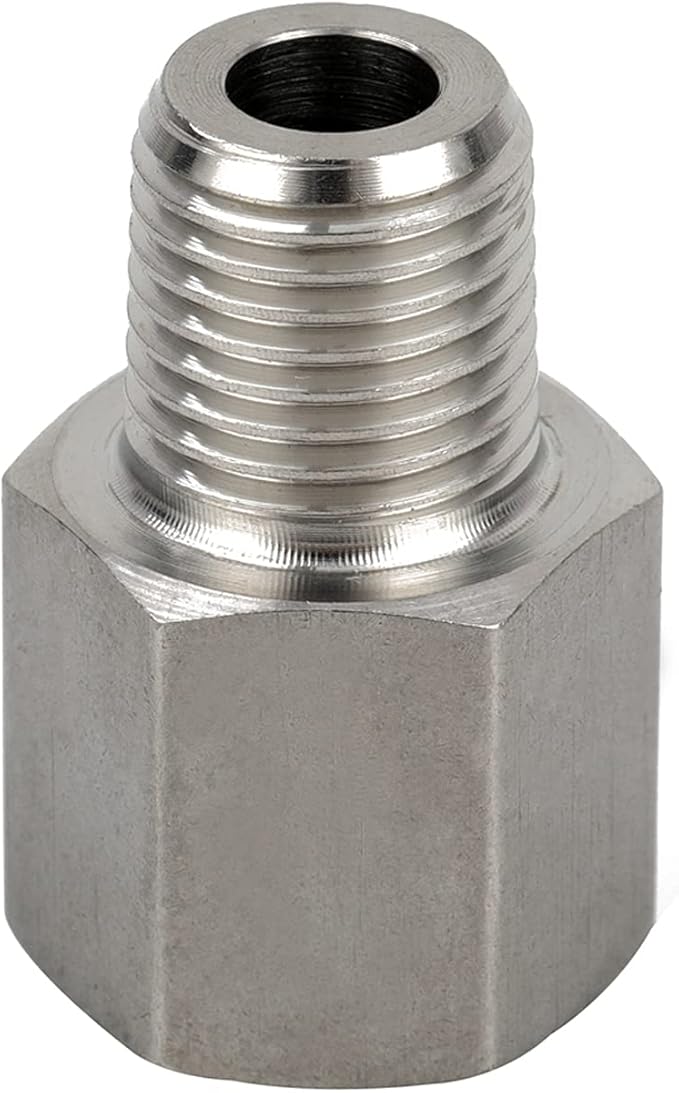 Yoebor 304 Stainless Steel Pipe Fitting,Converter Adapter, G 1/4“ Female Thread to 3/8" NPT Male, 1 Pc