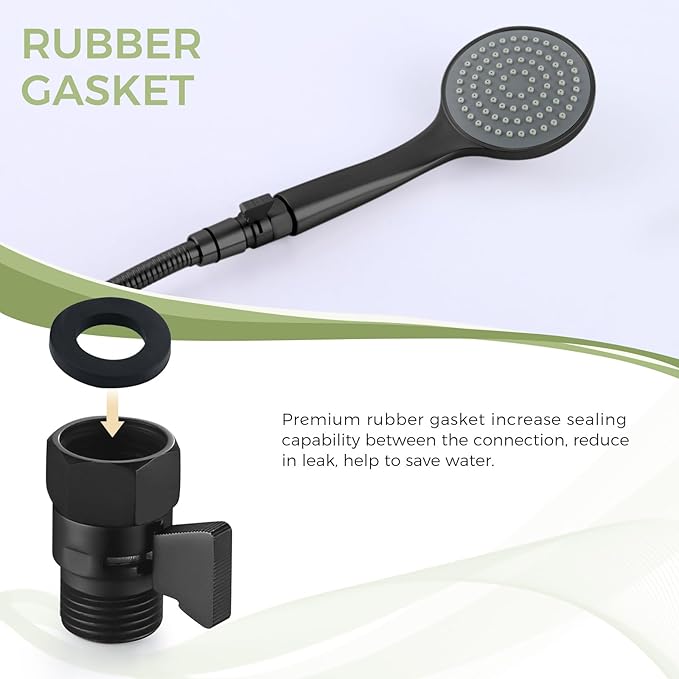 Shower Shut off Valve Matte Black, Brass Bathroom Water Restrictor for Shower Head