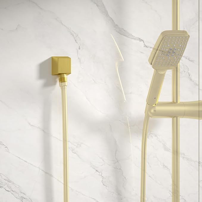 100% Brass Wall Mounted Supply Elbow, Wall Elbow for Hand Shower, Solid Brass Wall Supply Elbow, Check Valve Included (Brushed Gold)