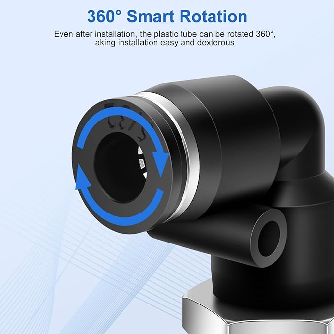 12 Pcs Push to Connect Fittings 5/32 Inch Tube OD x 1/4 Inch NPT Thread Pneumatic Male Straight and Elbow Quick Connect Air line fittings