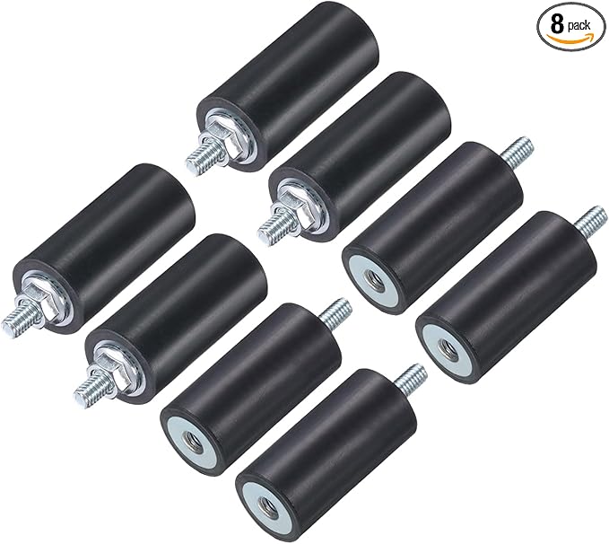 uxcell 8pcs M4x10mm Rubber Isolator Mounts with Studs 15x30mm Male Female Vibration Shock Absorber Zinc Plated Cylindrical Thread Mounts Anti Vibration Isolators with 8pcs M4 Lock Nuts