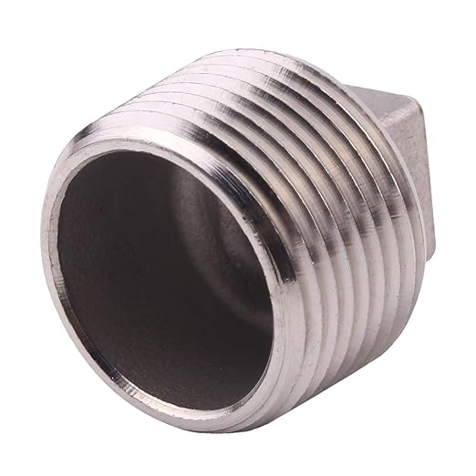 Stainless Steel 304 Cast Pipe Fitting, Square Head Cored Plug, Class 150, 3/4'' NPT Male,Pack of 2