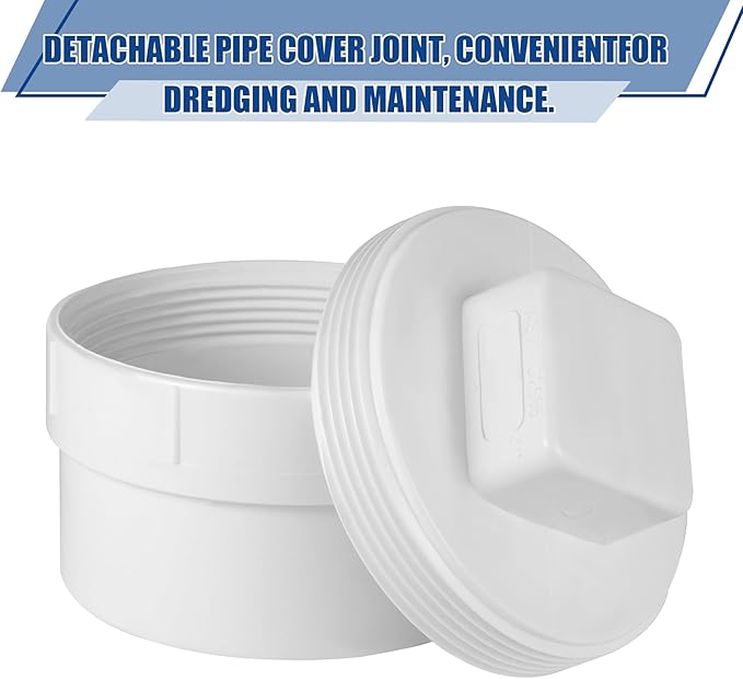 4" PVC Sewer Cleanout cap, DWV Flush Sewer Cleanout Adapter with Plug for Outdoor Garden,RV and More Drainage Piping Fitting