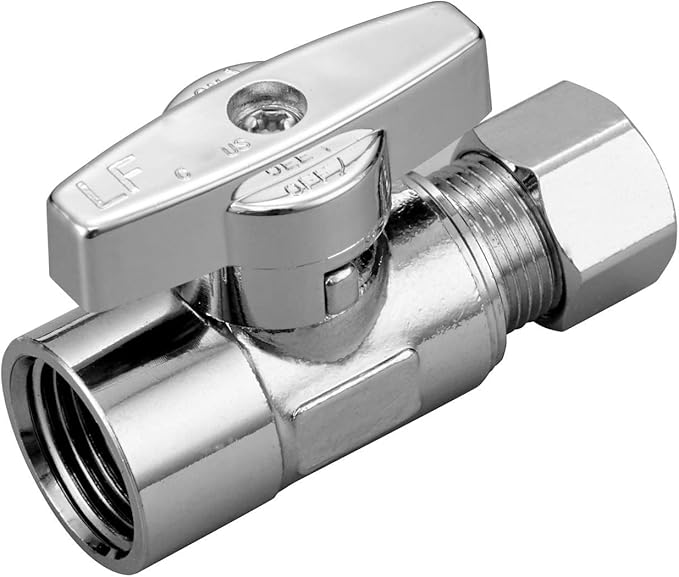 2 Pack Premium Brass Chrome plated 3/8" FIP Female Thread x 3/8 Inch OD Compression Quarter Turn Straight Water Angle Stop Valve Shut Off