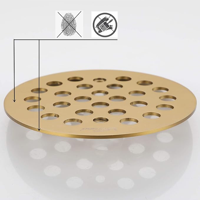 4-1/4Inch Screw-in Shower Strainer Drain Cover Replacement Floor Strainer Floor Drain (Brushed Gold)