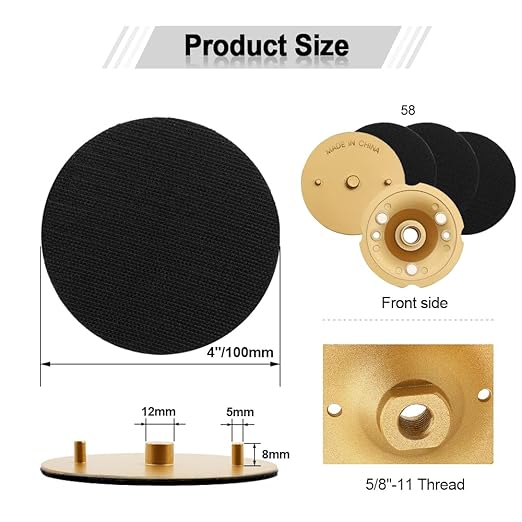 SHDIATOOL 4-Inch Backer Pad or Backing Pad of Aluminum Body with 5/8-Inch-11 Thread for Diamond Pads be Reusabling Pack of 5