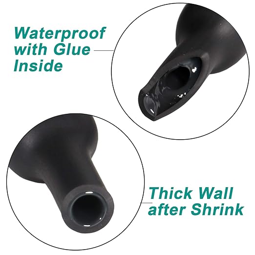 1/2 inch (Diameter) 3:1 Waterproof Heat Shrink Tubing Kit, Large Marine Dual Wall Adhesive Shrinkable Wire Wrap Tube, Insulation Sealing Wear-Resistant Cable Protector by YUKSY (4ft, Black)
