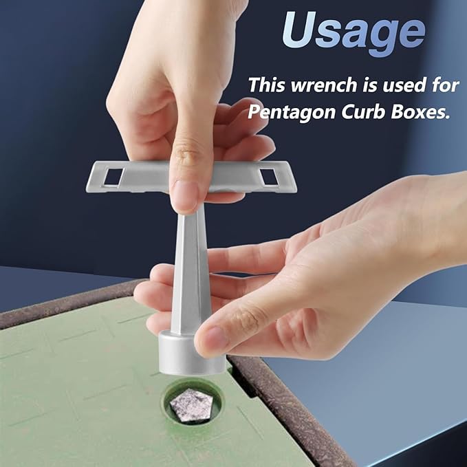 Upgraded Stainless 13/16" Penta Curb Box Key Wrench with Anti-Loss Keychain for Pentagon Curb Stop Boxes 5 Point Water Meter Key for Meter Pit Lids Water Valve Shut Off Tool