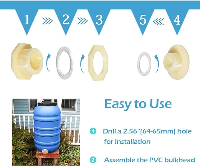 Quickun 1-1/4" ABS Bulkhead Water Tank Connector Adapter Fitting Thru-Bulk Pipe Fitting (Pack of 4)