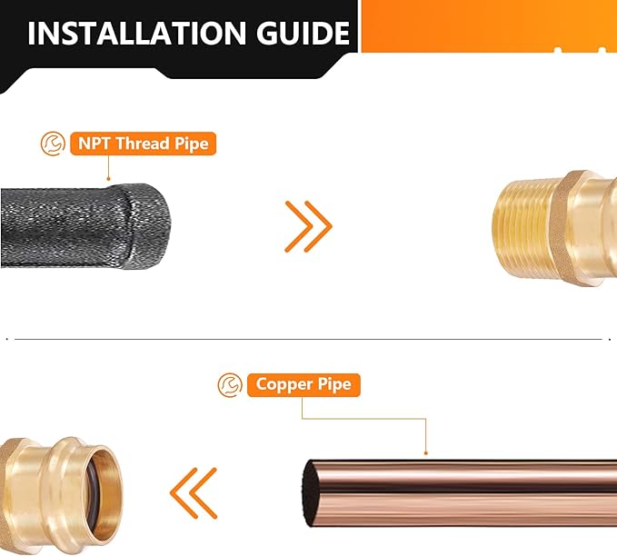 10-Pack HeSun Copper Press Fitting Adapter,1" Press X 1" Male NPT Adapter, LF Brass(PEX1807351-10)