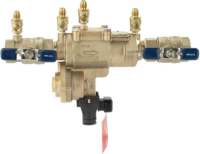 Febco LF860 Series 3/4" Lead-Free Bronze Reduced Pressure Zone Backflow Preventer Assembly, Quarter Turn Shutoff, Small Diameter, Flood Sensor with SentryPlus Alert Technology for Relief Valve