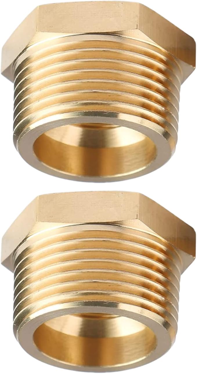 2pcs 1" NPT Male x 1/2" NPT Female Brass Reducer Hex Bushing Threaded Fitting Adapter by CX WONDERLAND