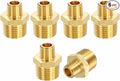 6 Pack Brass Pipe Fittings, 1/2" NPT Male to 1/4" NPT Male Brass Hex Nipple, Male Pipe Adapter Reducer for Air, Oil, LP