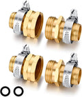Garden Hose Repair Connector with Clamps Hose End Repair Kit,3/4" Barb Garden Hose Fittings Male and Female brass garden hose ends (3/4"Barb-2 Set)