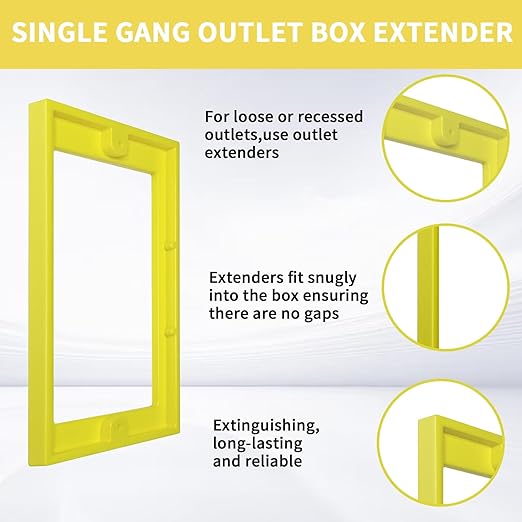 6 PCS 1/4" Single Gang Outlet Box Extenders with 12 Screws - Electrical Outlet Extender Receptacle Box Extenders for Electrical Outlet Switches, Yellow