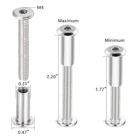 100 Sets Silver Metal Hexagon Socket Drive Bolt - M6x40mm Screw Bits for Wood Socket Cover Bolt Barrel Nut Kit, Fixing Post Screw Connecting, Screws Decorative Cap