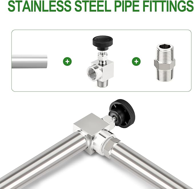TAISHER 1PCS 304 Stainless Steel 90 Degree Needle Valve 1/2" NPT Male x 1/2" NPT Female For Flow Control Water Gas Oil With Nipple