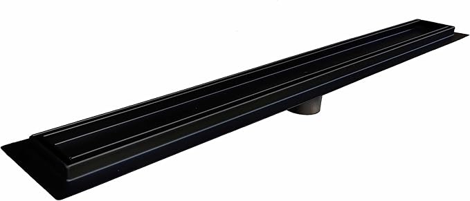 SereneDrains 304 Stainless Steel 40 Inch Tile in Linear Matte Black Shower Drain Kit Floor Long Hair Catcher Strainer Grate Cover Bathroom Insert (Matte Black, 39 Inch)