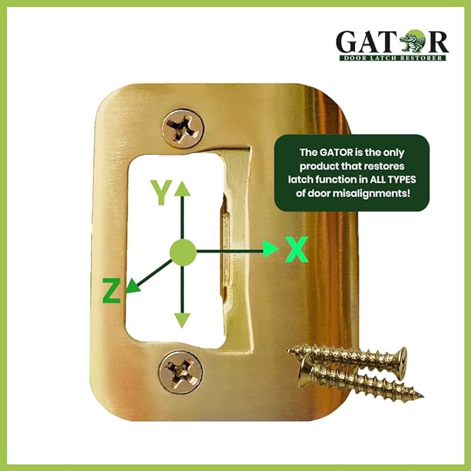 Gator Door Latch Restorer - Strike Plate (Bright Brass)