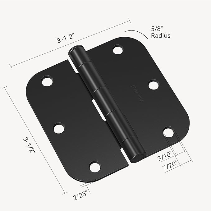 Door Hinges Matte Black - 108 Pack Black Door Hinges 3.5 Inch Rounded Interior Door Hinge with 5/8" Radius Corners - Black Hinges for Doors 3 1/2 Inches Flat Iron Residential Door Hardware