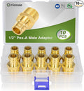 10 Pack 1/2" Pex-A Expansion Male Adapter, 1/2" NPT to 1/2" PEX Brass Expansion PEX-A Fittings,Zero-Lead Brass NSF/ANSI 61 NSF 372 Certificate, ASTM F1960 Certified