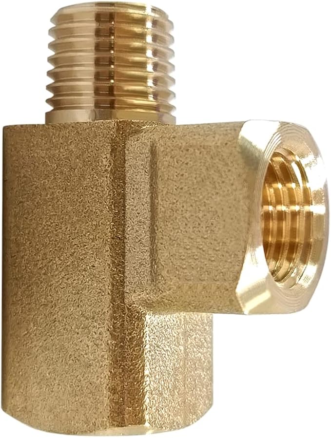 2PCS Brass Tee Pipe Fitting 1/4" NPT Female x 1/4" NPT Female x 1/4" NPT Male for Water/Oil/Gas