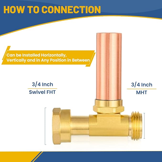 Water Hammer Arrestor,3/4 Inch Swivel FHT x 3/4 Inch MHT Copper Water Arrestor for Washing Machine Connection(20PACK, Straight Copper Arrestor)