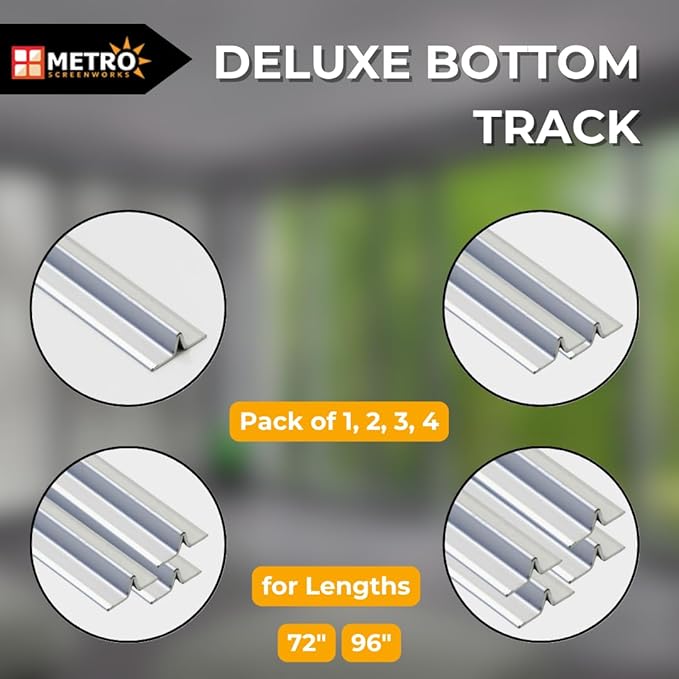 Sliding Screen Door Tracking - Silver Deluxe Bottom Track - Easy Assembly Hardware for DIY - Heavy Duty Silver Aluminum Track - 1” Wide 3/8” Tall - 96 in, 3 Piece