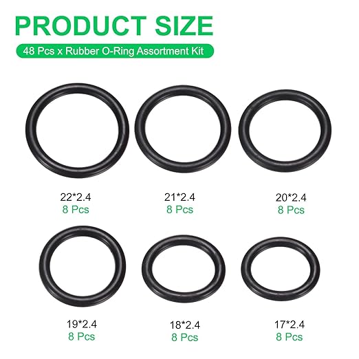 PATIKIL Nitrile Rubber O-Ring Assortment Kit, 48pcs Seal Gasket Set 6 Sizes Sealing NBR Gasket Washers for Car Repair Pressure Washer Plumbing Sealing Repair Air or Gas Connections