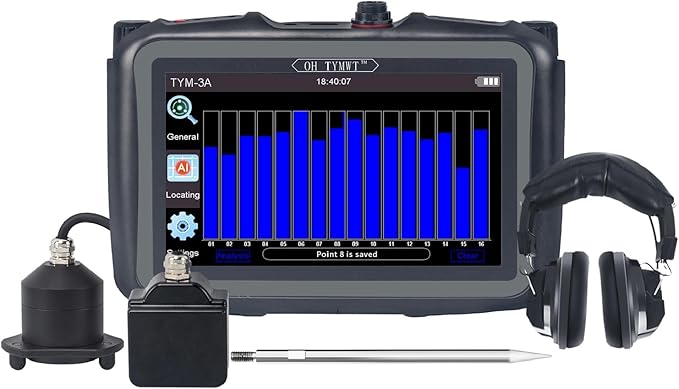 TYM-3A Water Leak Detector, Al-Assisted Under Slab Water Leak Detector, Multiple Sensor Options Water Leak Finder Underground