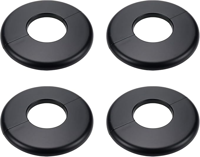 4 Pcs Wall Split Flange, ABS Round Self-Adhesive Escutcheon Plate Buckles Design for 1.73"/44mm Diameter Pipe