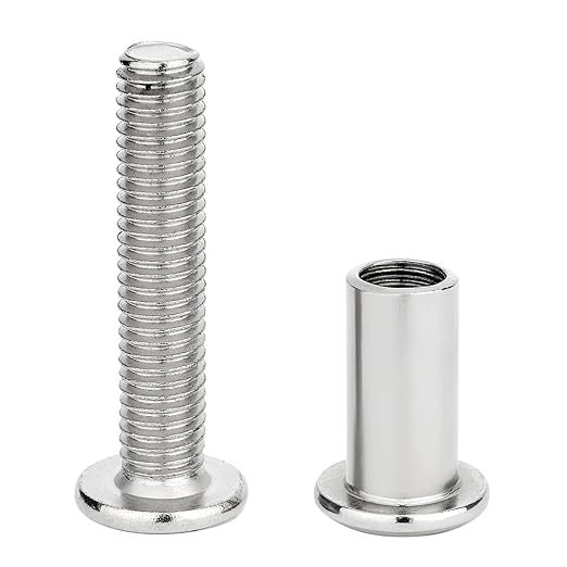 100 PCS Silver M8x40mm Binding Screws - Perfect for Outdoor Furniture Set Repairs, Heavy-Duty Bookshelf Makeovers & Playground Equipment Fixes