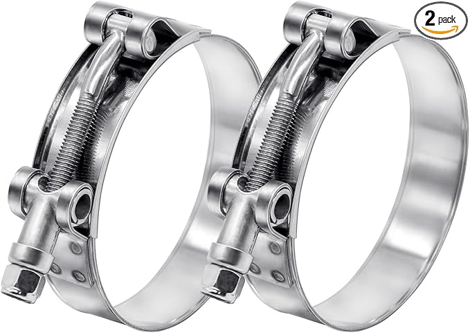 2 Pack 2.75 inch T-Bolt Hose Clamps, Stainless Steel_304 Working Range 75mm-83mm for 2.75" Hose ID, Turbo Intake Intercooler Clamp for Automotive
