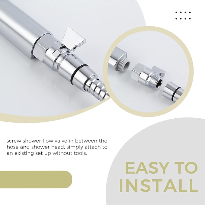 Water Flow Control Valve, Solid Brass Shower Head Flow reducer, Chrome