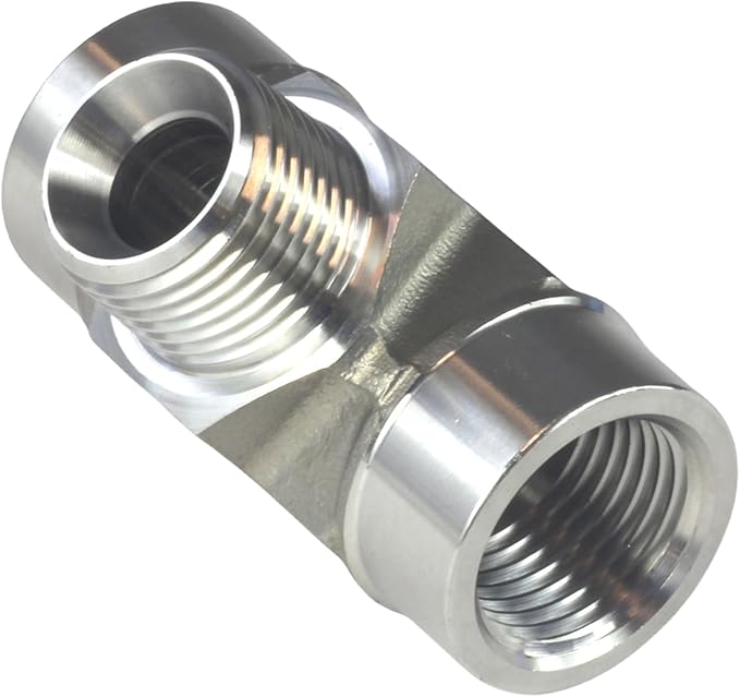 HFS(R) 304 Stainless Steel Forged Pipe Fitting NPT Tee, 1/2" NPT Female x 1/2" NPT Male x 1/2" NPT Female, 3 Ways Branch Tee Connector Pipe Fitting