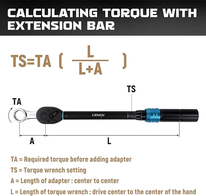 DISEN 10-Piece Metric Torque Wrench Adapter Set (10-19mm) - Chrome Vanadium Steel, 3/8-inch Square Drive Torque Adapter, Extension Rod Repair Tool, Color Box Packaging