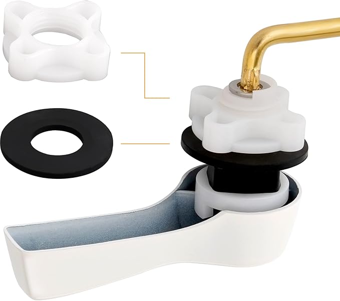 Hibbent 2 Pack Universal Front Mount Toilet Handle Tank Flush Lever Replacement Handle with 2 Pieces Stainless Steel Flapper Chains for Most Front Mount Toilets- White Finish