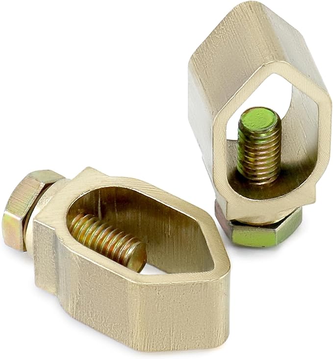 QWORK Direct Burial Ground Rod Clamp, 10 Pack 5/8" Diameter Copper Mechanical Connectors