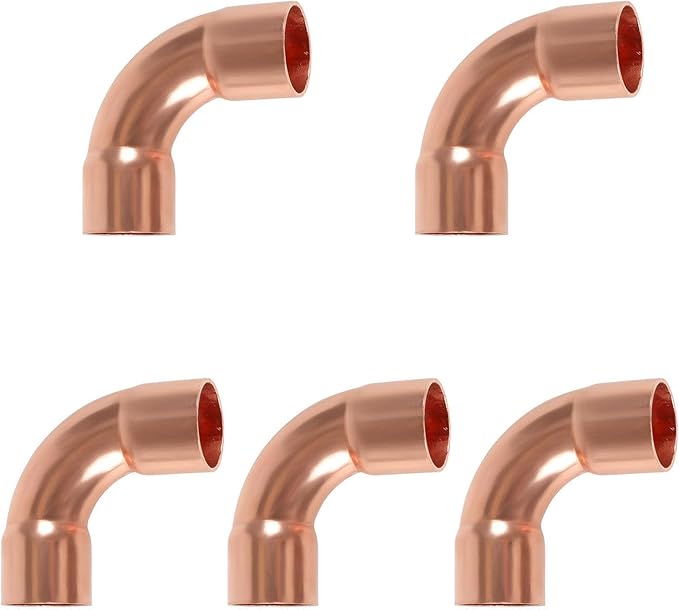 5-Pack HeSun Copper Fittings, 2-Inch Long Radius 90-Degree Copper Elbow, C x C with Sweat Solder Connection
