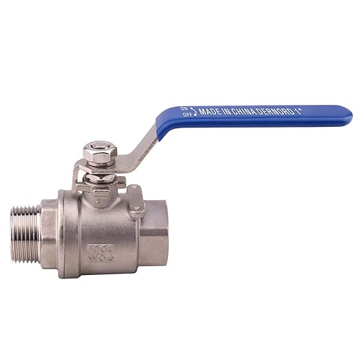 DERNORD Full Port Ball Valve 1 Inch - Male x Female Stainless Steel 304 Heavy Duty for Water, Oil, and Gas,1000WOG (1 Inch NPT)