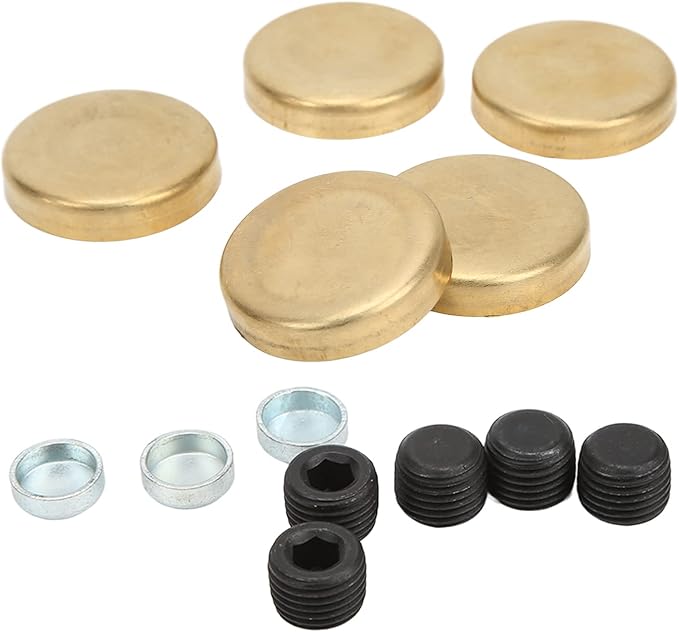 Freeze Plug Kit Brass Freeze Frost Plug Parts MPE-100BR Compatible with Chevy Small Block 283ci 305ci 327ci 350ci 1957-1997