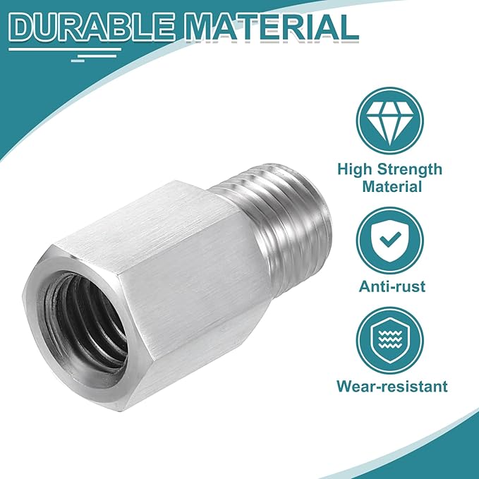 uxcell Pipe Fitting Reducing Adapter, 1/4" NPT Male x M12 Female 304 Stainless Steel Reducer Connector for Water Oil Air Pressure Gauge, Silver