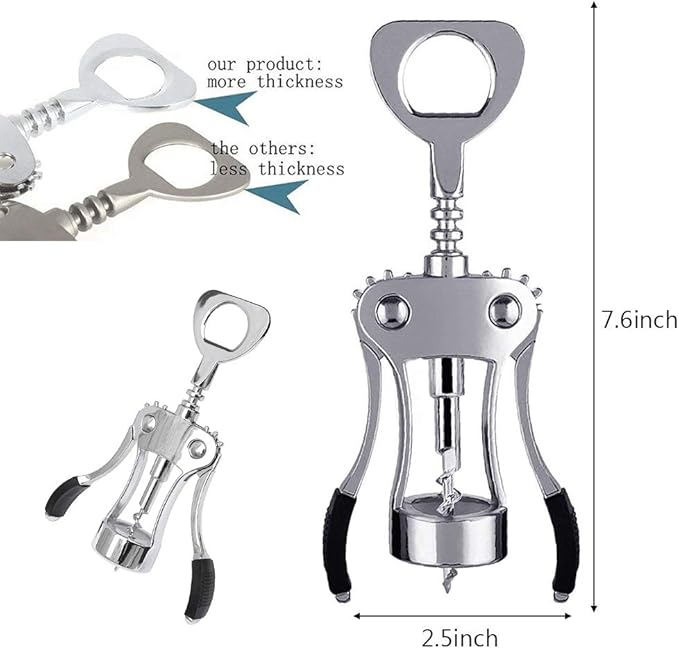 Foho Best Wing Corkscrew Wine Bottle Opener Luxury Waiter Corkscrew with Stopper Set for Wine Enthusiast Waiters - Sleeve Anchors