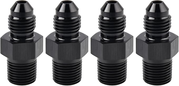 EVIL ENERGY 4AN Male Flare to 1/8" NPT Pipe Fitting Adapter Aluminum Straight Black 4PCS